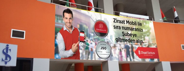 Çarşı Reklam Ziraat Bankası Kocaeli şubesi görsel tasarım ve uygulama
